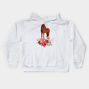 Horse and flowers Kids Hoodie